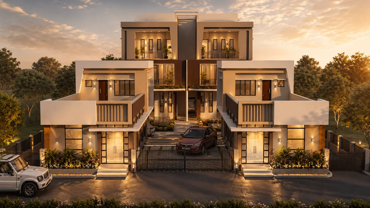 Completed building — finished render